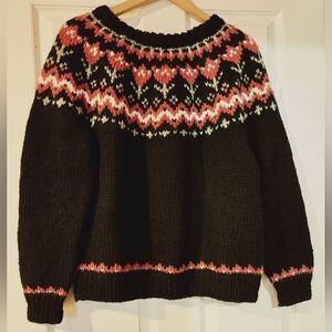 Vintage Black and Red Patterned Sweater